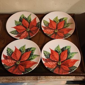 Mulberry Poinsettia Melamine 8" Salad Plate Set of 4